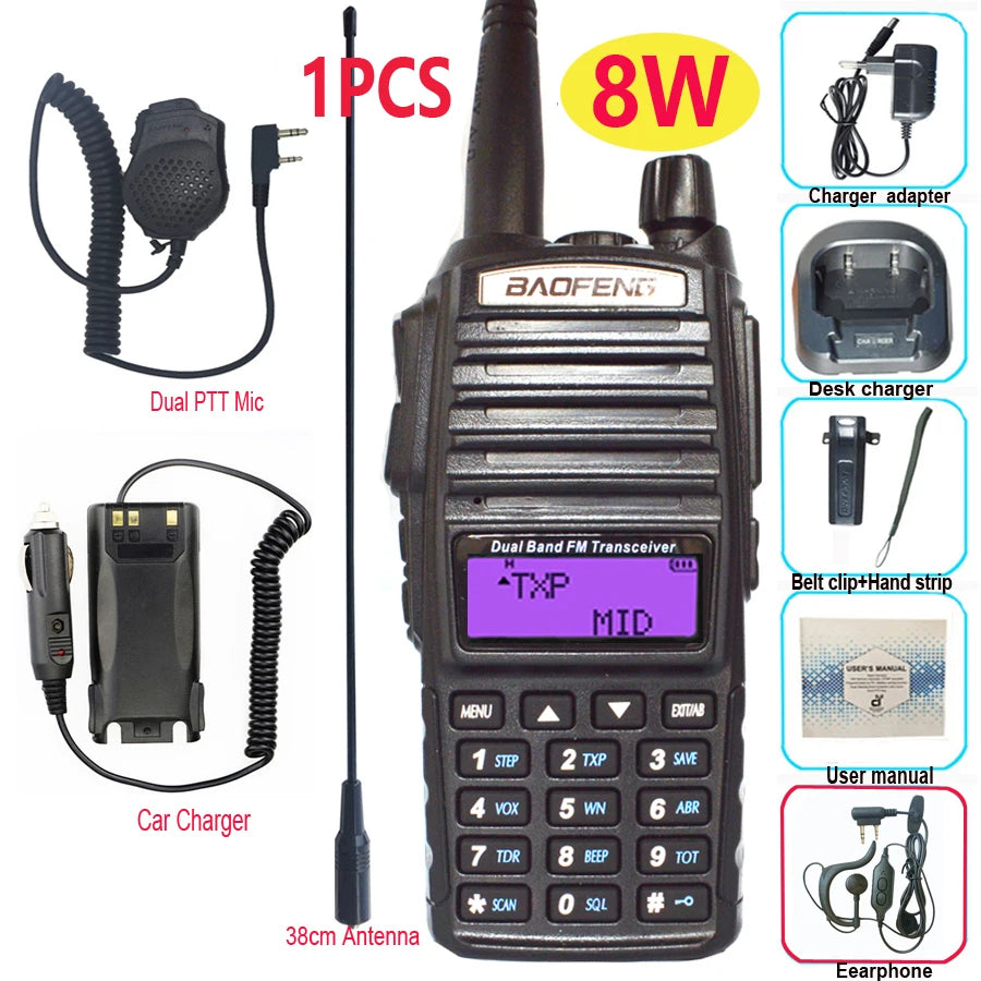 Walkie Talkie profesional UV82 FM Baofeng UV 82 8W estación de Radioaficionado VHF UHF transceptor Radios de caza Amateur Comunicador