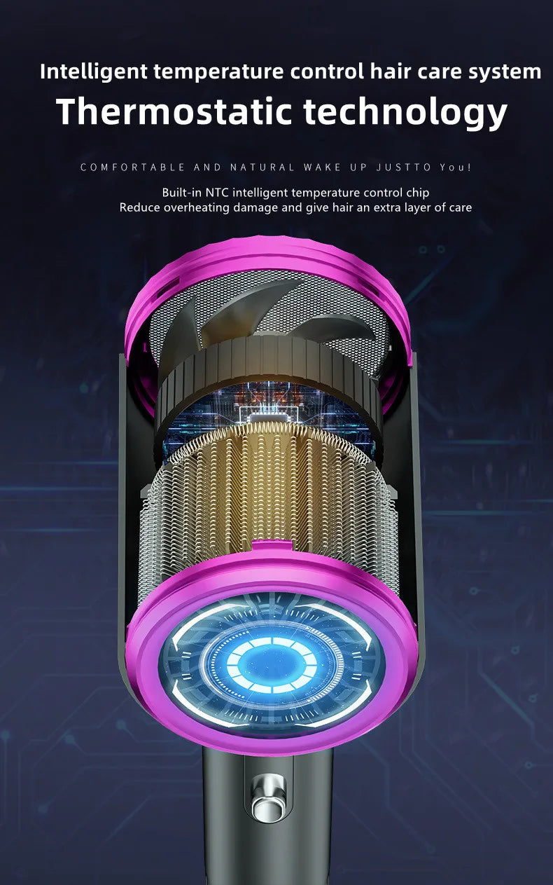 Secador de Pelo de Alta Velocidad 2026, 2400W de Alta Potencia, Iones Negativos Azules, Ultra Silencioso, para Salón de Belleza y Hogar, Enchufe US/EU/UK/AU