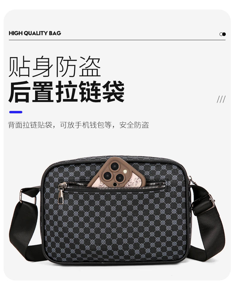 Bolso de hombro con estampado de moda para hombre, bandolera de mensajero de piel sintética, bolso de estilo Vintage para hombre, bolso de hombro, regalo para hombre