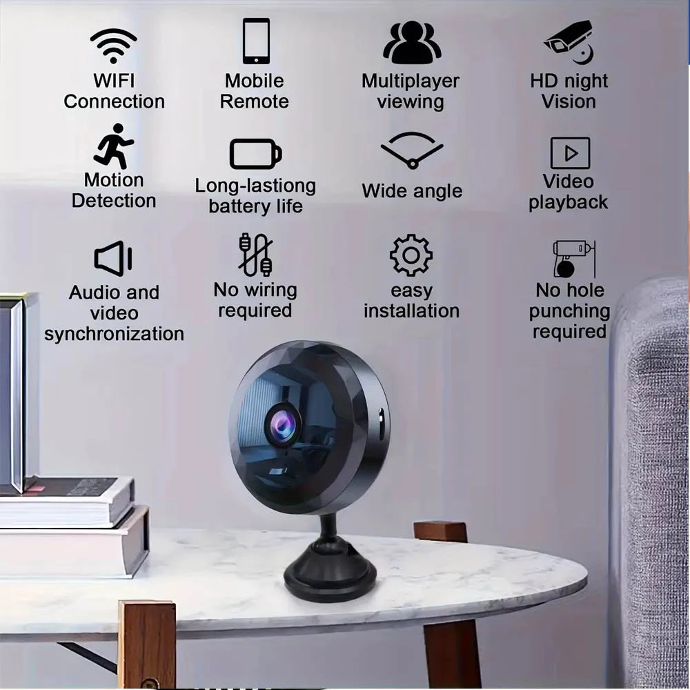 Mini cámara WiFi HD de 1080P, Monitor de bebé, vigilancia de seguridad interior, videocámara de visión nocturna, cámara IP, grabadora de Audio y vídeo