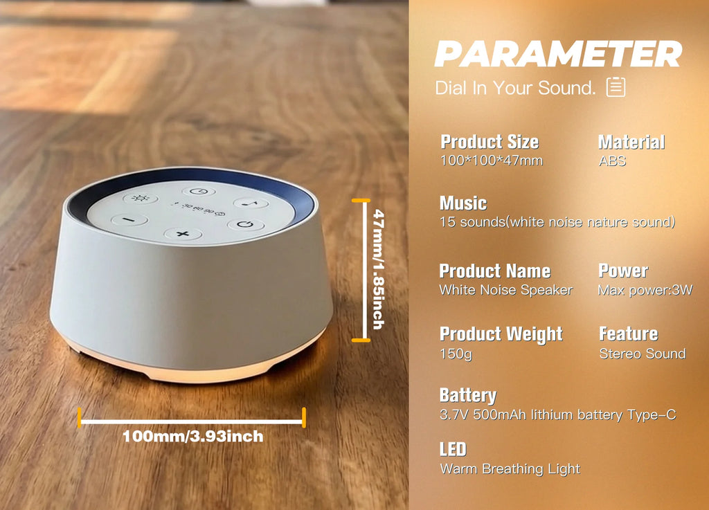 Máquina Portátil de Ruido Blanco para Adultos, 30 Sonidos Relajantes, Luz Nocturna, Temporizador, Recargable, Ayuda para Dormir, Meditación y Relajación