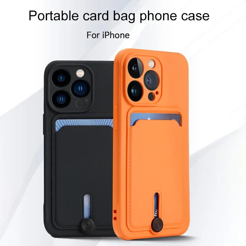 Con tarjetero funda de teléfono para iphone 16 13 14 12 11 15 pro max funda suave para iphone x xs xr max funda protección de cámara