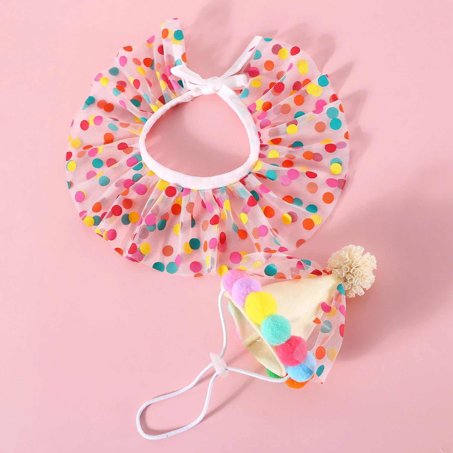 Sombrero de cumpleaños colorido para perros y gatos, bufanda ajustable para cumpleaños, conjunto de sombrero, babero para perros, vestido de fiesta de cumpleaños para mascotas, sombrero, accesorios para perros