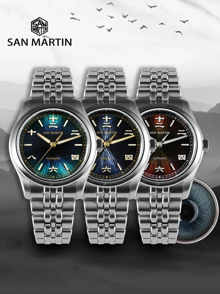 San Martin nuevo reloj Gada de 39mm estilo chino diseño Original Sunburst JianZhan Miyota 90S5 vestido de hombre mecánico automático SN0144