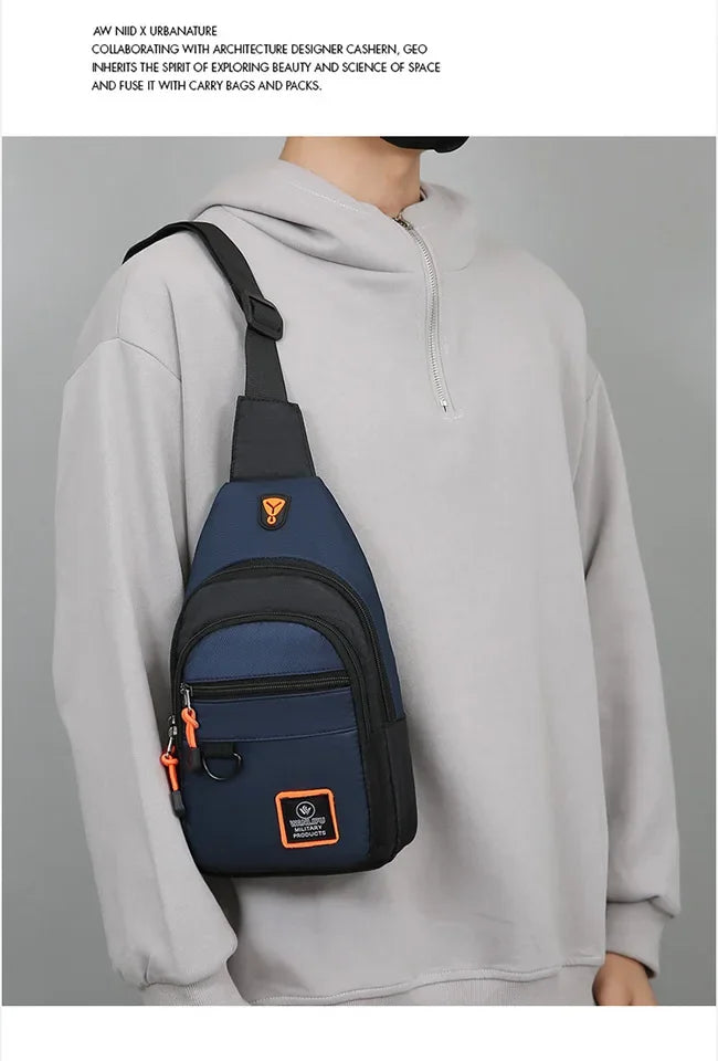 Riñoneras informales con estilo para hombre, bolso de pecho para hombre, bolso de pecho a la moda, bolso de hombro tipo bandolera de tela Oxford ligero