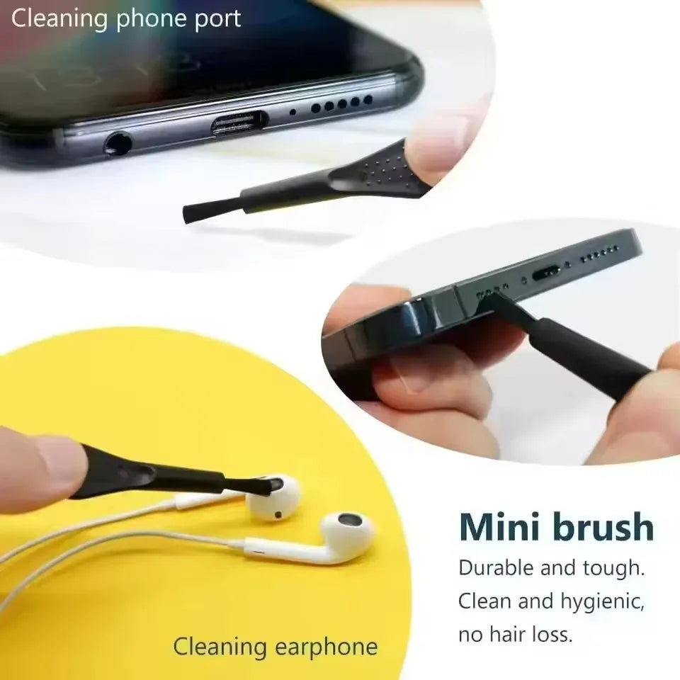 Juego de limpieza de puerto de carga para altavoz de teléfono móvil, tapón antipolvo para iPhone 17 16 15, Kit de limpieza de auriculares, cepillo para Samsung Xiaomi