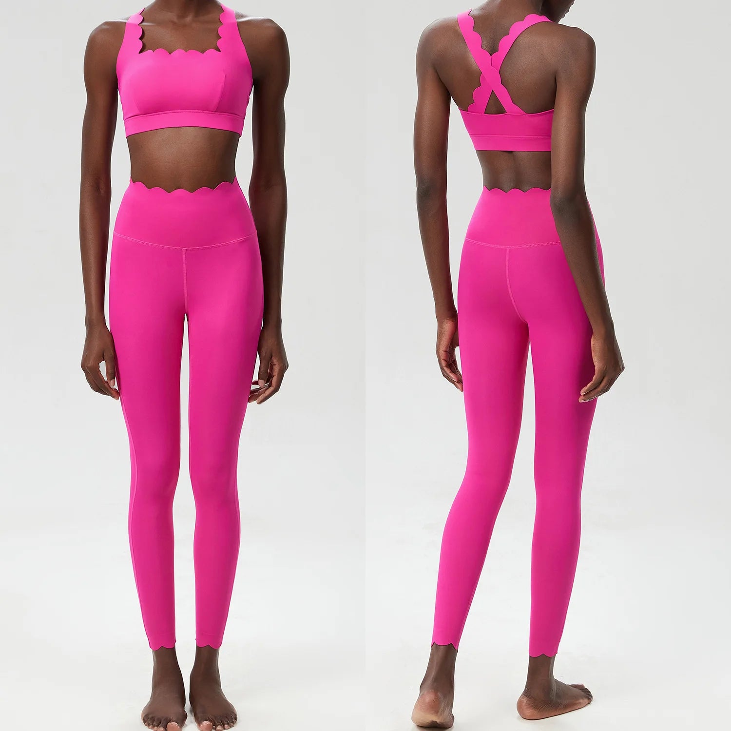Traje de gimnasio de Color sólido para mujer, conjunto de dos piezas para Fitness y Yoga, ropa deportiva ajustada para correr, ropa de entrenamiento transpirable