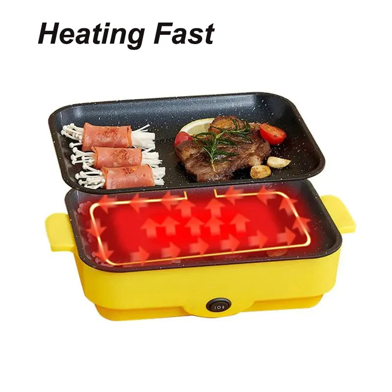 Parrilla eléctrica multifuncional para barbacoa, Mini bandeja cuadrada para hornear eléctrica de 26cm, Wok eléctrico para panqueques y carne, bandeja para freír de cocina
