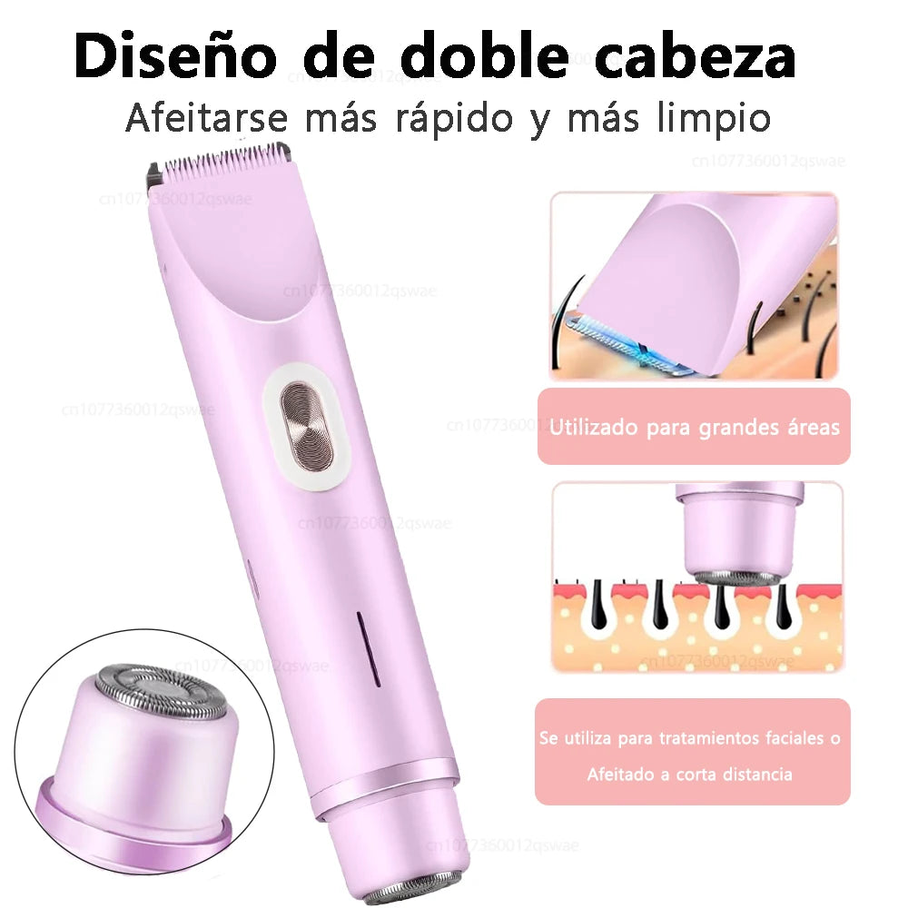 Maquinillas de afeitar eléctricas para mujer, Afeitadora eléctrica 2 en 1 para recortador de vello púbico IPX7, resistente al agua, uso húmedo y seco, Afeitadora de Bikini para el cuerpo