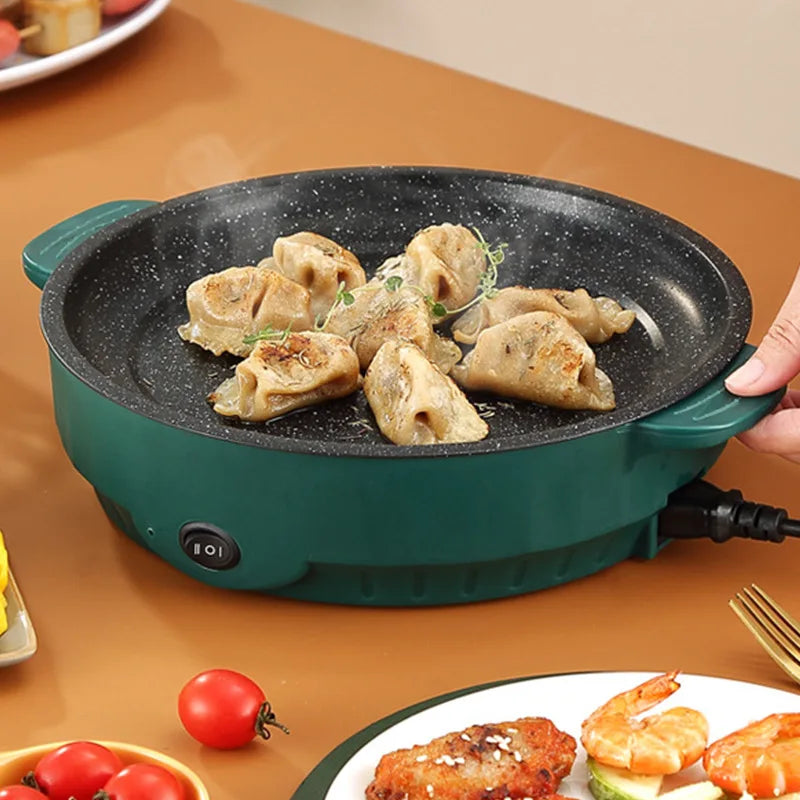 Sartén eléctrica multicocina, 220V, barbacoa casera, filete frito, tortilla de pescado, sartén antiadherente, máquina de cocina
