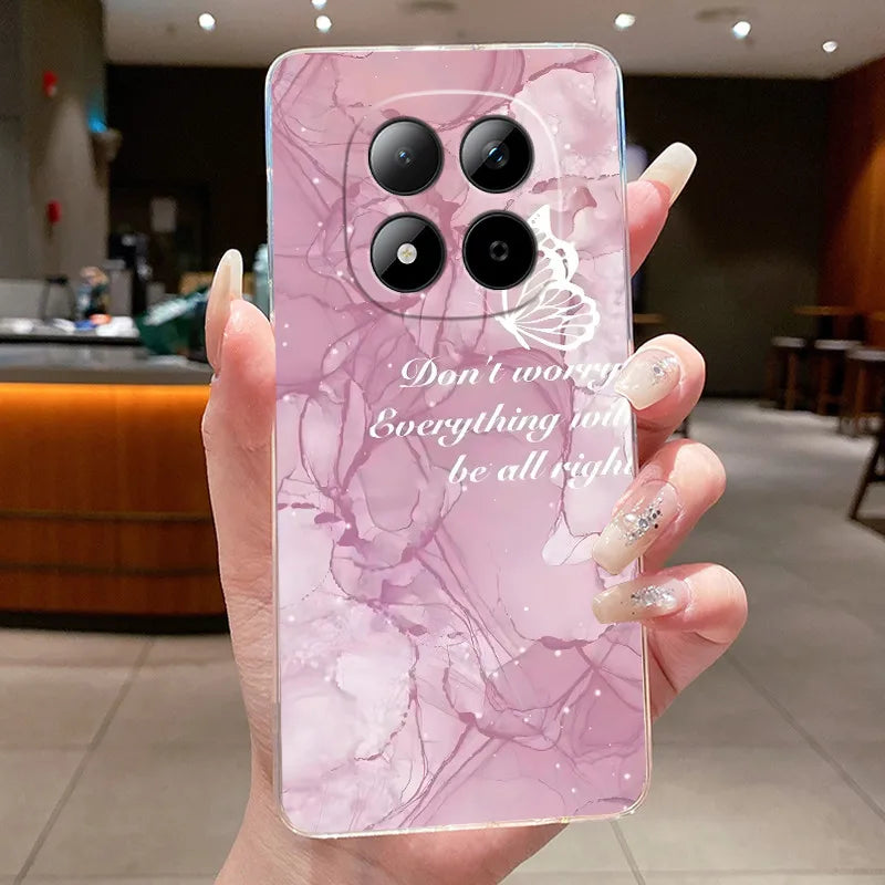 Funda para Teléfono Xiaomi Redmi Note 15 Pro 4G, Carcasa Protectora con Diseño de Lazo de Mariposa, Transparente, de Silicona TPU Suave