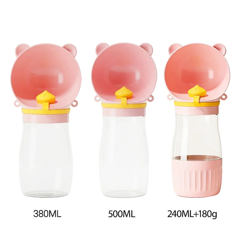 Botella de Agua Portátil para Perros con Correa para el Hombro, 2 en 1, Bebedero para Mascotas, Dispensador de Comida para Perros Pequeños y Grandes, Suministros para Yorkies