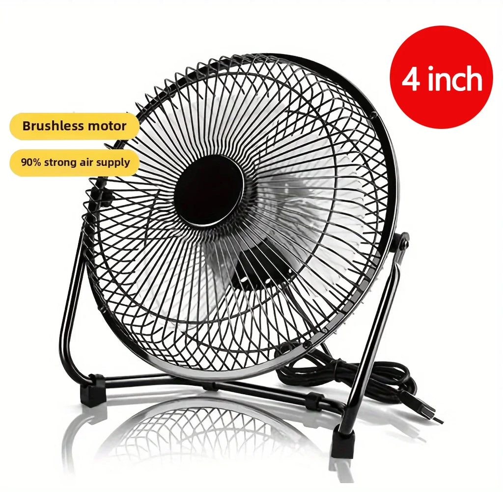 Ventilador de escritorio alimentado por USB 4/6/8 pulgadas 2 velocidades ajustables 4 aspas 360 °   Ventilador eléctrico portátil de rotación para computadora de oficina en casa