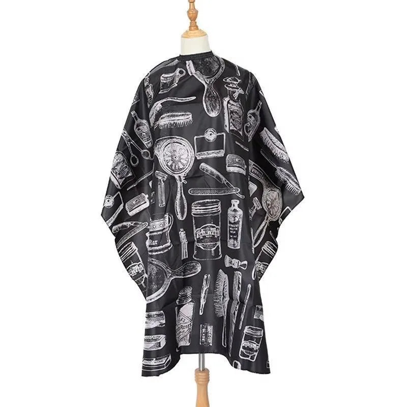Set de Capa de Barbero y Cepillo para Cuello, Capa de Corte de Pelo Impermeable con Estampado Retro, Cepillo Suave para Limpiar el Cuello, para Peluquería y Uso Doméstico