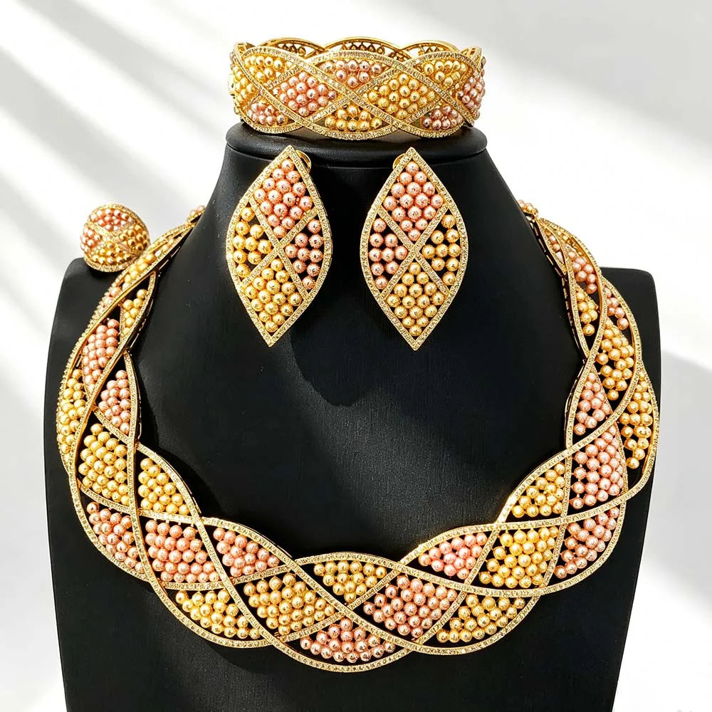 Conjunto de joyería africana de 4 piezas para mujer, para fiesta de boda, circonia cúbica, moderno, romántico, Missvikki, lujo, Dubái, nupcial