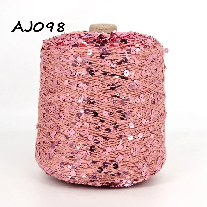 Cooamuu-Hilo de lentejuelas de algodón de lujo, hilo para tejer a mano, 500G/bobina, 3MM + 6MM, accesorios de lentejuelas
