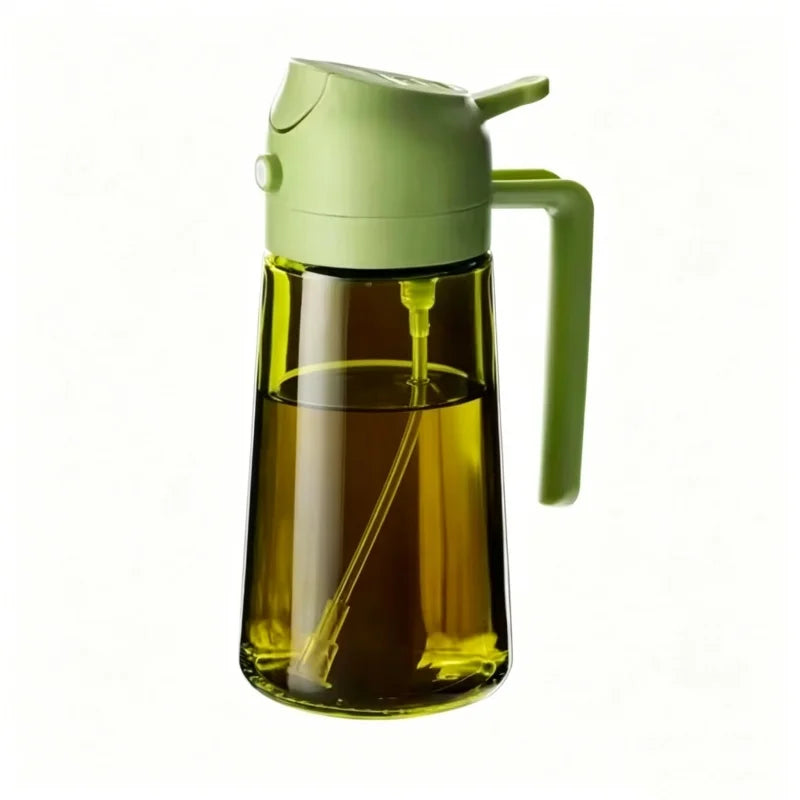Dispensador y Rociador de Aceite de Vidrio 2 en 1, 16oz/470ml, Antiderrames, para Cocina, Freidora de Aire, Barbacoa, Repostería, Ensaladas - Botella Rociadora de Aceite de Oliva