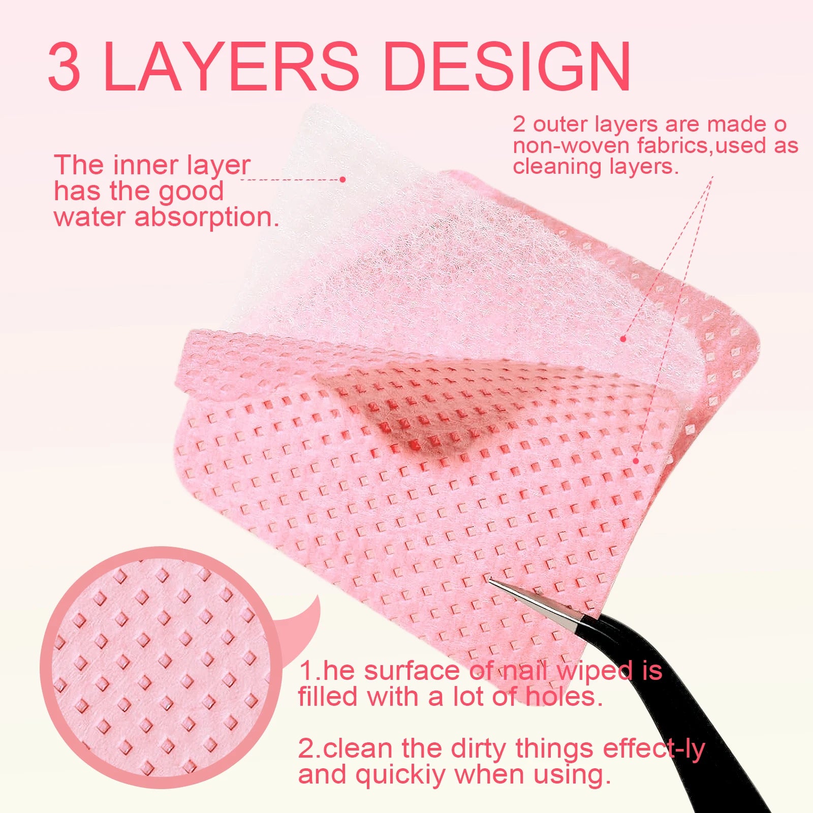 Toallitas de pegamento para pestañas sin pelusa para decoración de uñas en caja, removedor de esmalte de Gel de papel, pegamento limpio, almohadillas de algodón, Herramientas de limpieza de belleza, 1080 Uds.