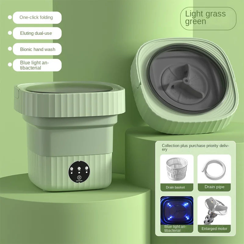 Lavadora plegable portátil de gran capacidad, cubo secador giratorio para ropa, ropa interior de viaje, calcetines, Mini lavadora, 6L/11L