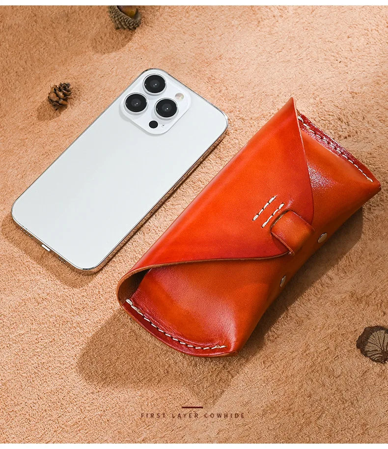 Newsbirds-Funda de cuero para gafas de sol, Cartera de mano para gafas de sol, informal, Vintage, a la moda