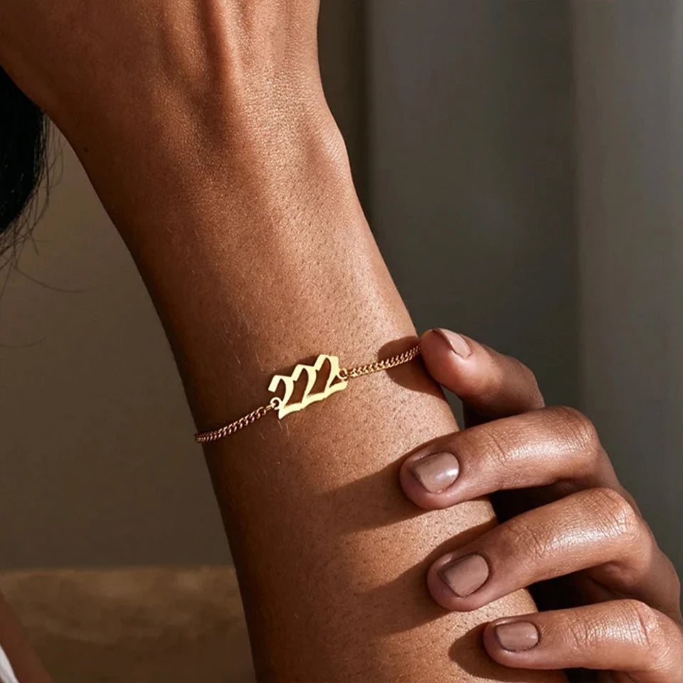 EManco-pulsera personalizada con número de Ángel 333 222 para mujer, pulseras de diablo de acero inoxidable, brazalete, joyería estética, pareja y amiga
