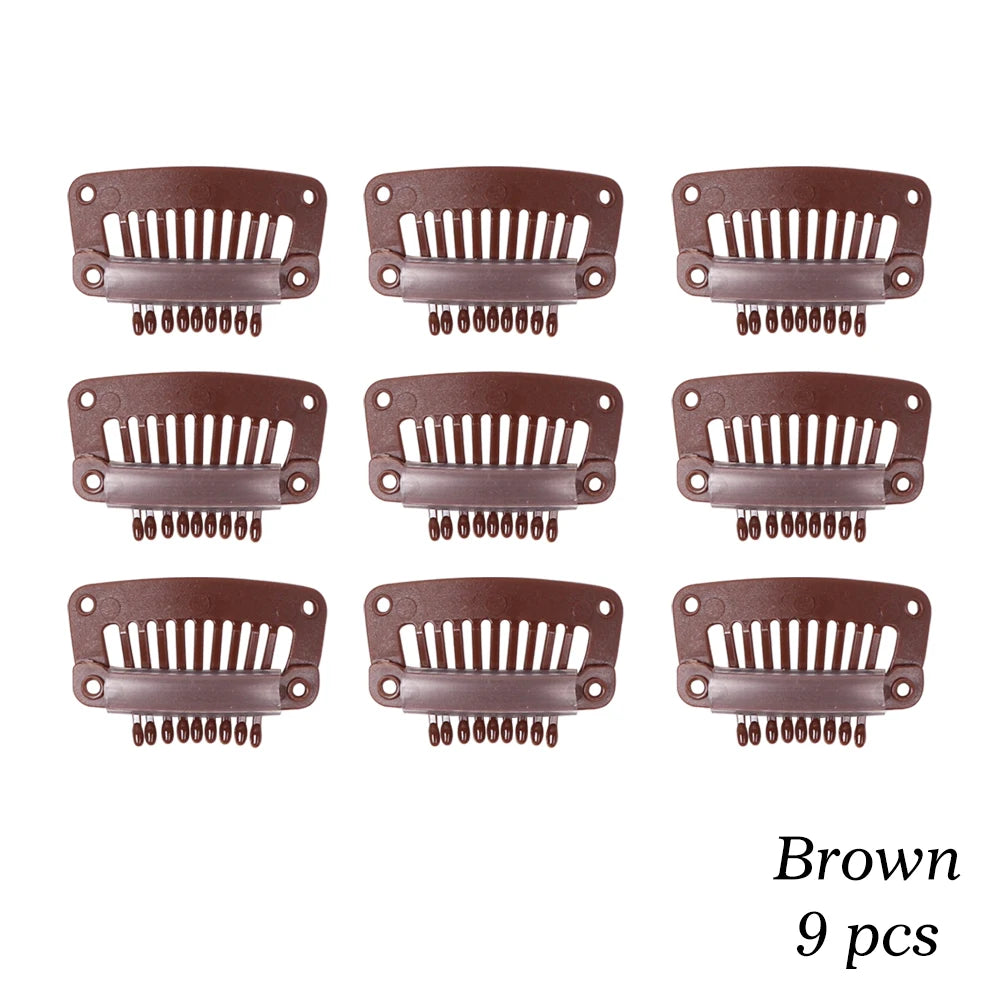 Clips de peluca de plástico negro de 32Mm, Clip a presión utilizado para extensiones de cabello, postizos de trama, pelucas, pinzas para el cabello grandes, herramientas de estilismo, accesorios para peluca