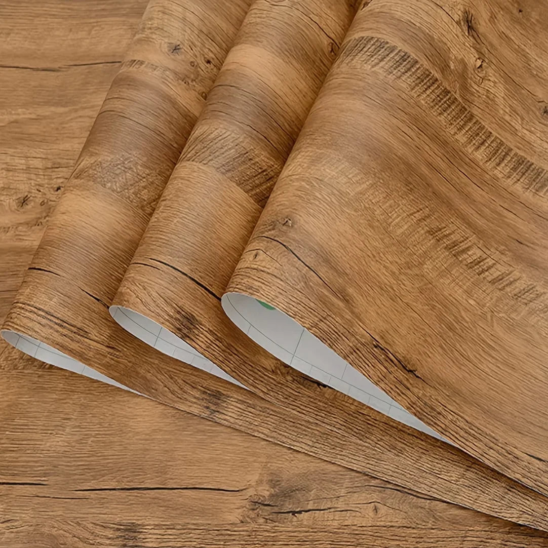 Rollo de papel tapiz adhesivo con 5 metros, pegatina impermeable de grano de madera, armario, puerta de escritorio, pegatinas de renovación de muebles