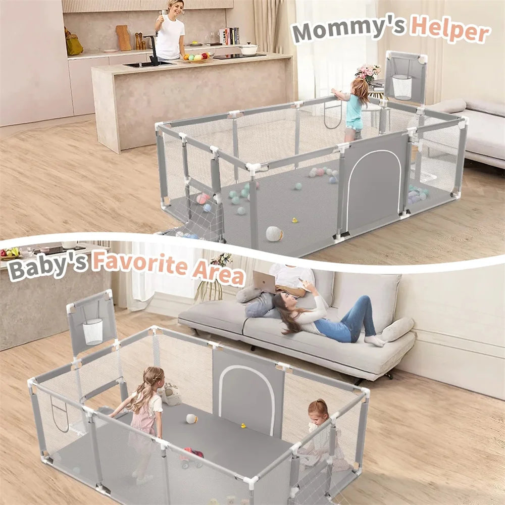 Parque infantil para bebé Extra grande, valla de actividad segura para bebé de 70 pulgadas con malla transpirable, parque infantil de seguridad para bebé para niño y niña, interior y exterior