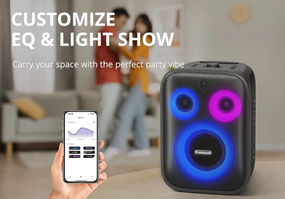 Tronsmart bocina bluetooth Halo 200 altavoz bluetooth potente Altavoz de fiesta potente Bluetooth con 120 W, sistema de sonido de 3 vías, entrada de micrófono y guitarra con cable, control de aplicaciones