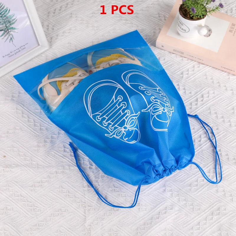 Organizador de zapatos Visible, bolsa de almacenamiento con cordón no tejido grueso a prueba de polvo, bolsa de viaje para ropa, bolsos de almacenamiento, 1/3/5 Uds.
