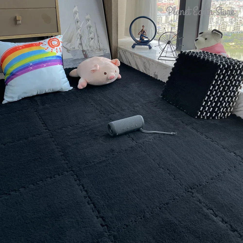 Alfombra de peluche suave de 30x30CM para niños, alfombra de juego, alfombra de rompecabezas, tapete de juego cálido, azulejos de ejercicio entrelazados, alfombra decorativa para suelo