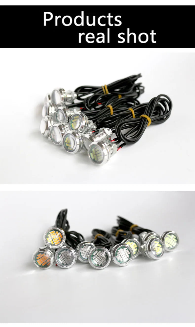 10 Uds 23mm Eagle Eye 4014 12SMD 12V bombilla antiniebla DRL para coche lámpara de señal de estacionamiento de respaldo de marcha atrás automática