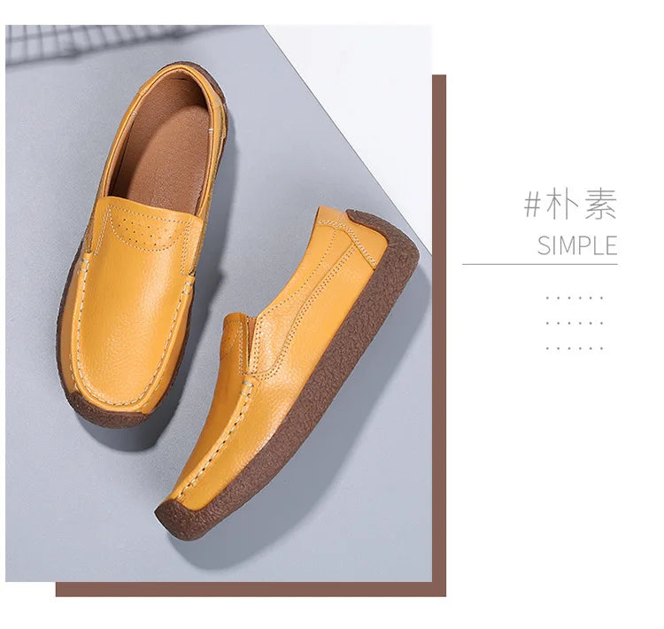 Zapatos informales De cuero genuino para Mujer, zapatillas De ocio, mocasines sin cordones De marca De lujo para Mujer, mocasines suaves para Mujer, Zapatos De Mujer