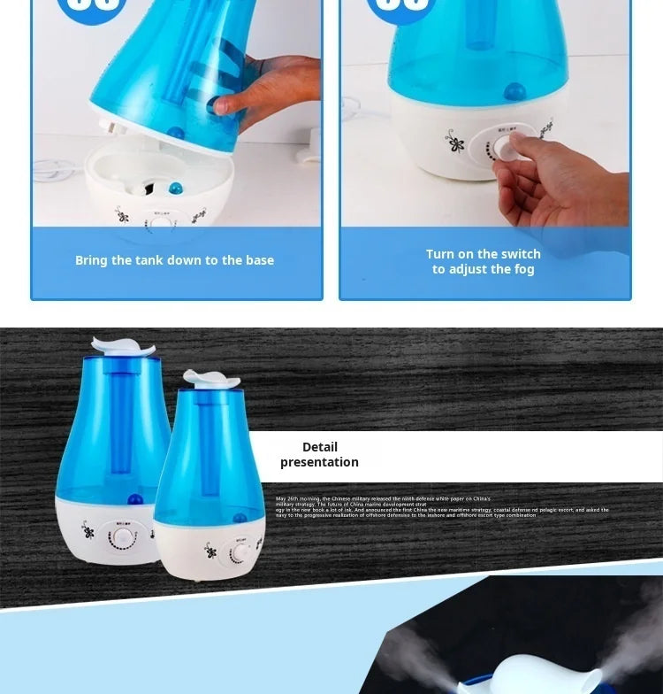 Humidificador de dormitorio para el hogar, difusor hidratante atomizador de gran volumen de niebla con doble pulverización, Mini purificador de aire aromático ultrasónico