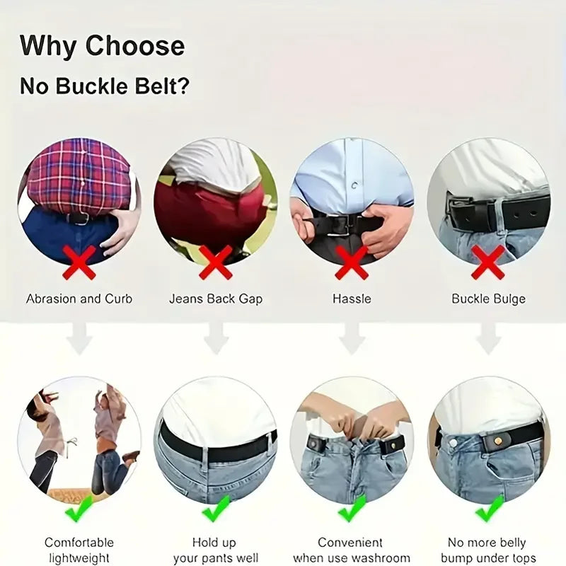 Cinturón elástico invisible sin rastro Cinturón de mujer Pantalones vaqueros Cinturón elástico de hombre