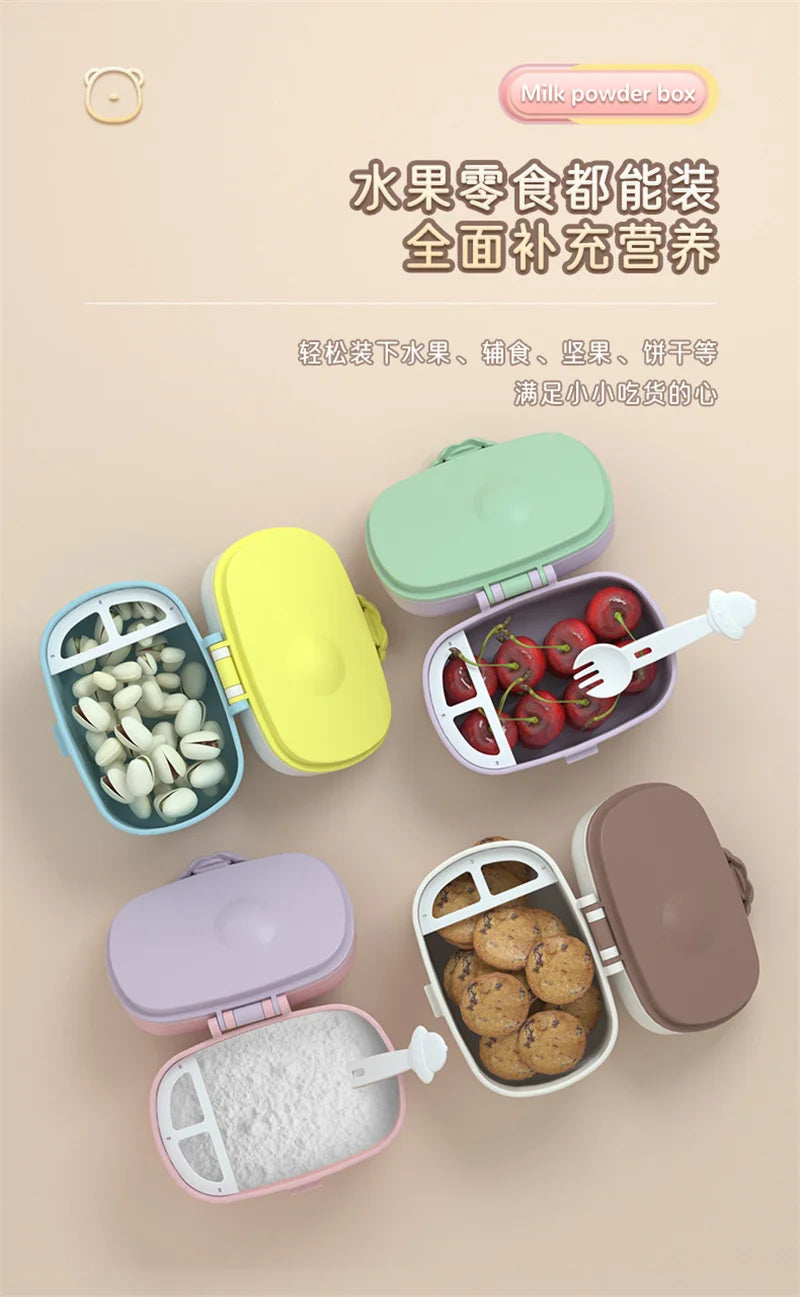 Contenedores portátiles de almacenamiento de alimentos para bebés, dispensador inteligente de fórmula de leche en polvo sin derrames sin BPA para frutas, aperitivos y nueces