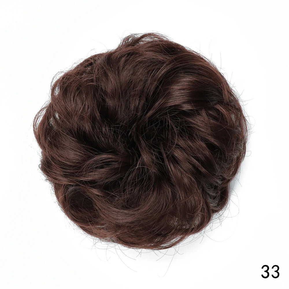 AZQUEEN moño de pelo sintético moño Natural gris desordenado banda para el cabello rizado elástico Scrunchy piezas de cabello falso para mujeres horquillas