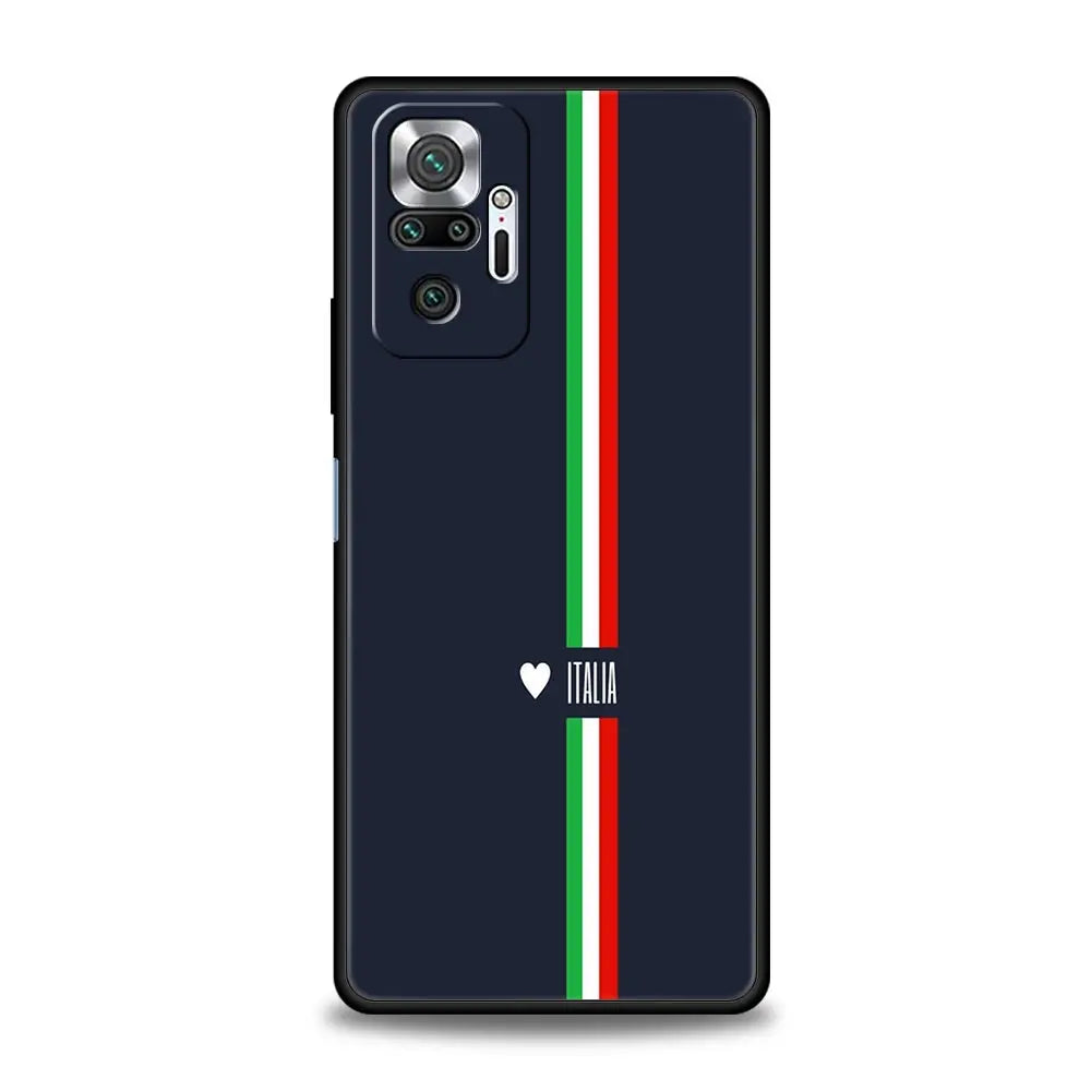Funda de teléfono con bandera de Italia para Xiaomi Redmi Note 13, 12, 5G, 11, 10 Pro Plus, 4G, 9S, 8, 7, 9T, 13C, 12C, 10C, 9C, 9A, funda de silicona suave