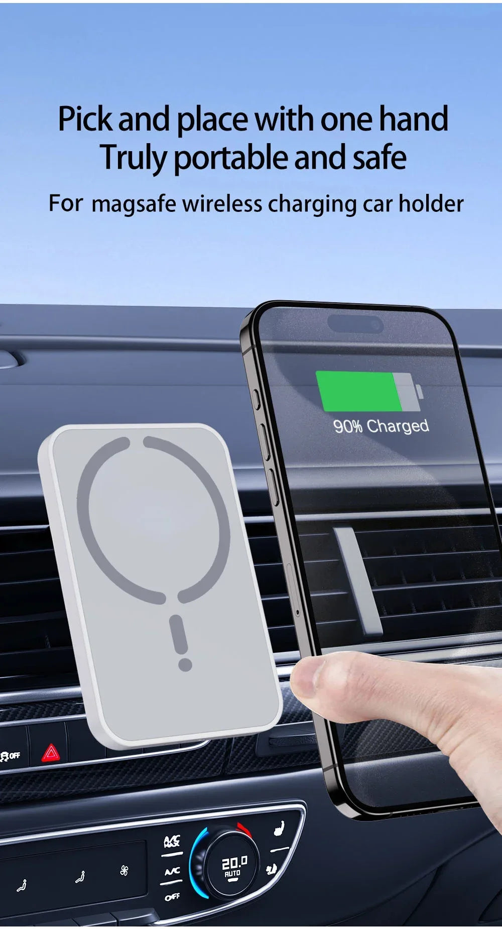 Cargador Inalámbrico Magnético para Coche, Soporte para Teléfono con Salida de Aire para iPhone 17 16 15 14 13 12 Pro Max, Estación de Carga Rápida Inalámbrica para Coche