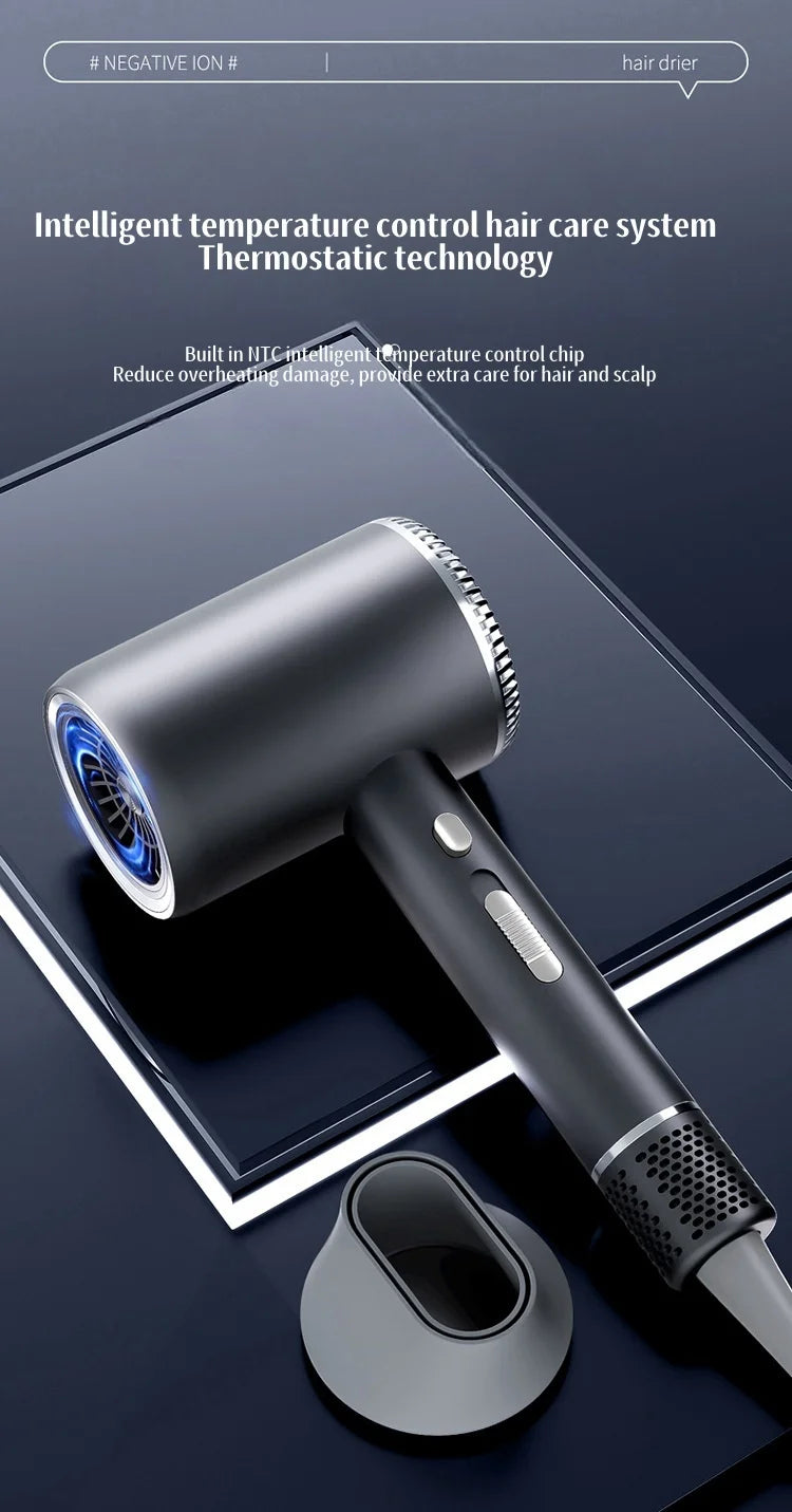 Secador de Pelo de Alta Velocidad de 110000 RPM con Luz Azul 3D de Iones Negativos, Cuidado del Cabello, Silencioso, Difusor para el Hogar y Salón de Belleza, 220V