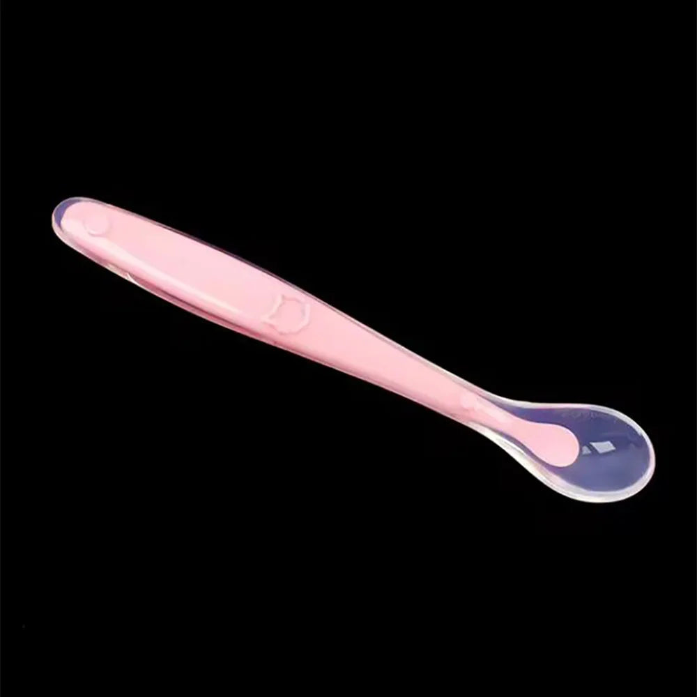 Cuchara de silicona para bebés para niños, comida complementaria, cuchara suave, cucharas de entrenamiento, vajilla de alimentación para niños y niñas