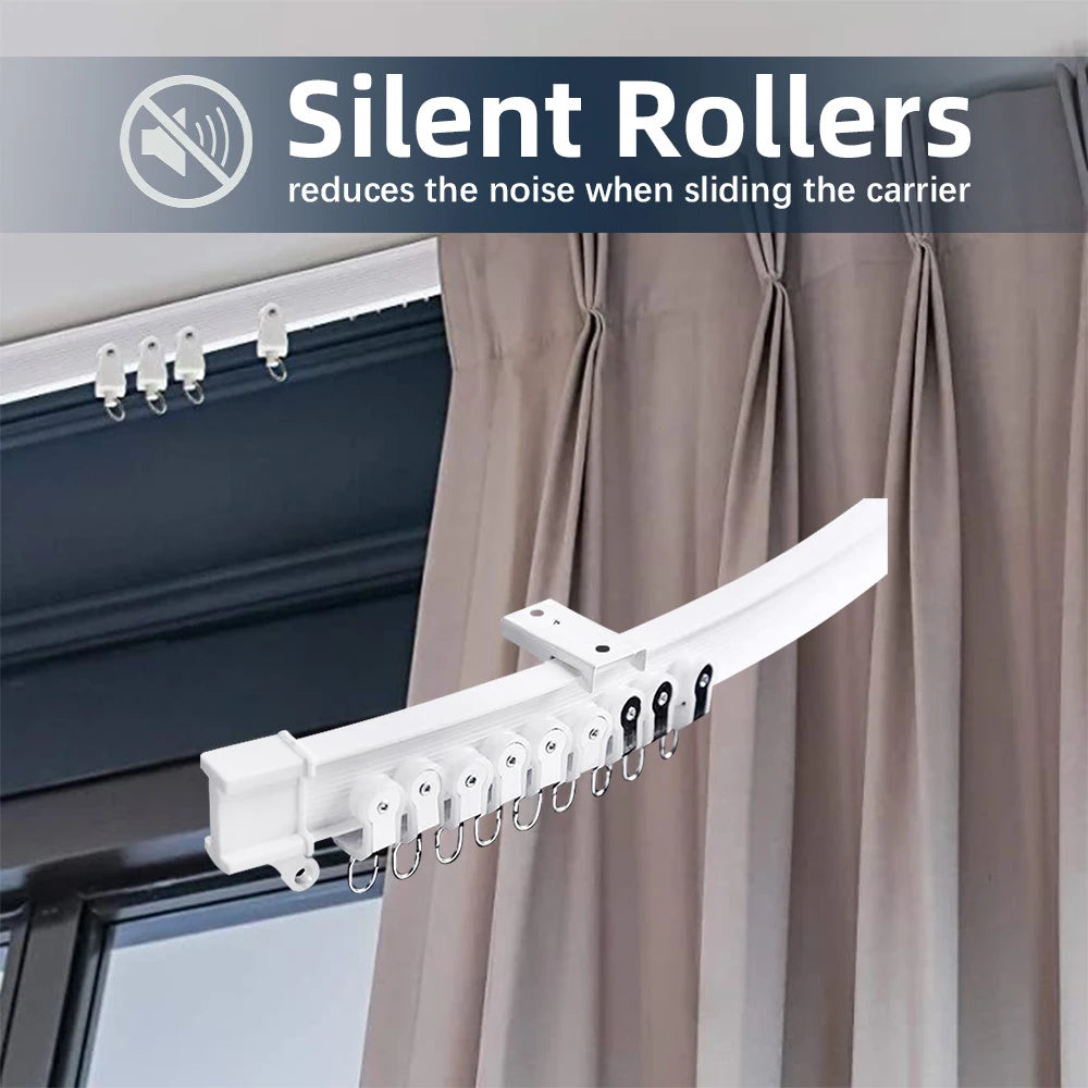 Juego de Rieles para Cortinas de Techo, 5m, Montaje Superior, Riel Flexible para Ventanas, Apto para Cortinas Rectas y Curvas, Decoración del Hogar