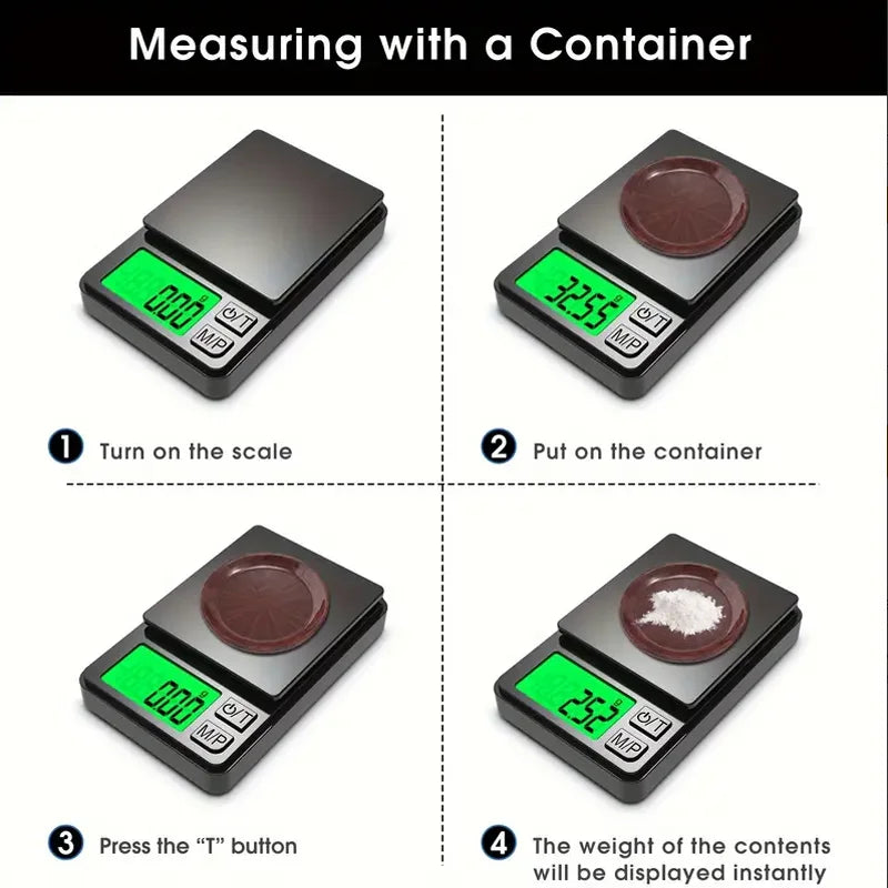 Báscula de bolsillo de precisión 1000 g x 0,01 g - Balanza digital de gramos, alimentos, joyas, onzas/granos con LCD retroiluminado - Mini báscula para viajes