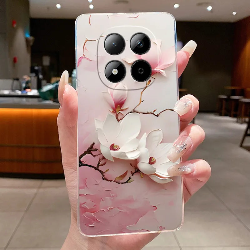 Funda para Teléfono Xiaomi Redmi Note 15 Pro 4G, Carcasa Protectora con Diseño de Lazo de Mariposa, Transparente, de Silicona TPU Suave