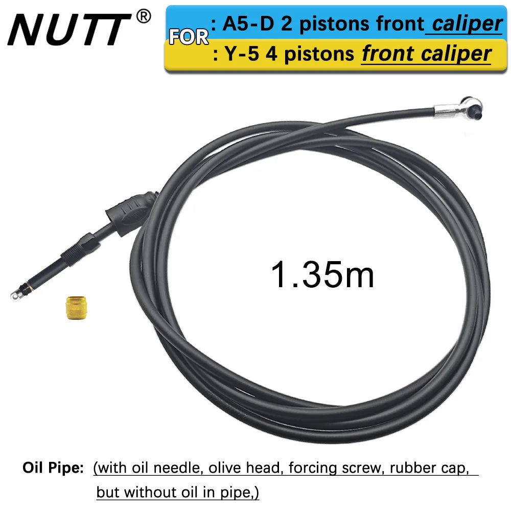 NUTT Y-5 A5-D tubo de aceite 1,35 m 2,2 m para Scooter E-bike pinzas eléctricas tubo de aceite aguja de aceite cabeza de oliva tapa de goma junta plateada