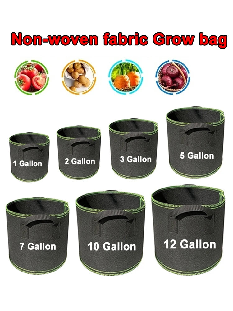 Bolsas de cultivo de verduras/Flores/plantas, 1/2/3/5/7/10/12 galones, bolsas de cultivo gruesas no tejidas, macetas de tela de aireación con asas, 1-5 piezas