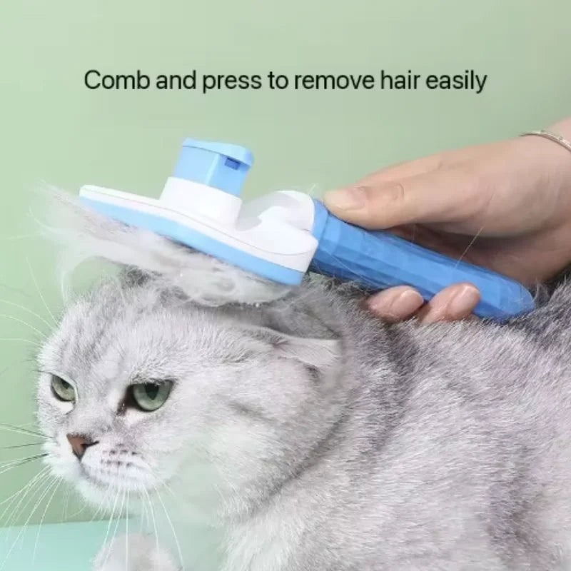 Nuevo peine de masaje para mascotas, cepillo para peinar el pelo, eliminación fácil con un clic del pelo inferior de gatos y perros para el aseo.