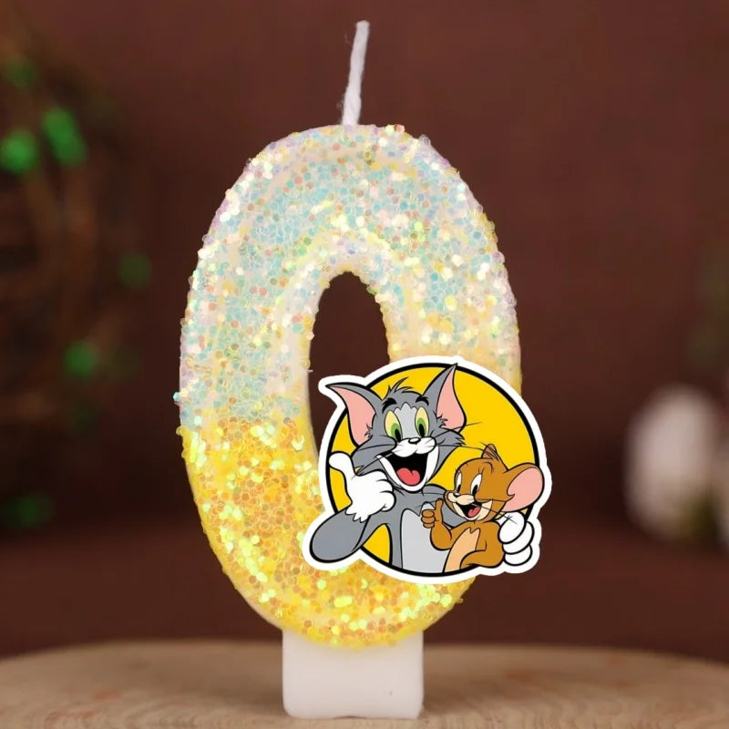 Velas con Números de Anime Tom y Jerry, Decoración para Pastel de Cumpleaños, Figura de Anime, Artículos para Pastel de Feliz Año Nuevo, Regalos