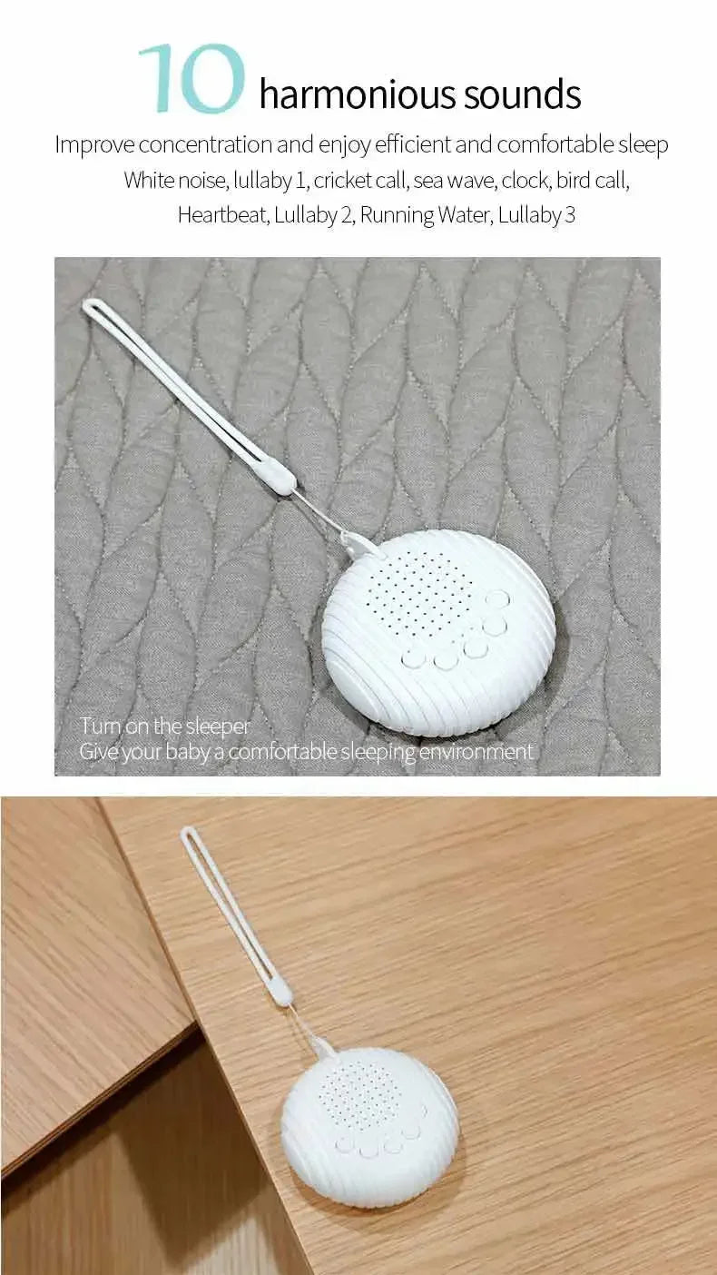 Máquina de Ruido Blanco para Bebés con 10 Sonidos Relajantes, Volumen Ajustable, Portátil, Batería Recargable Integrada