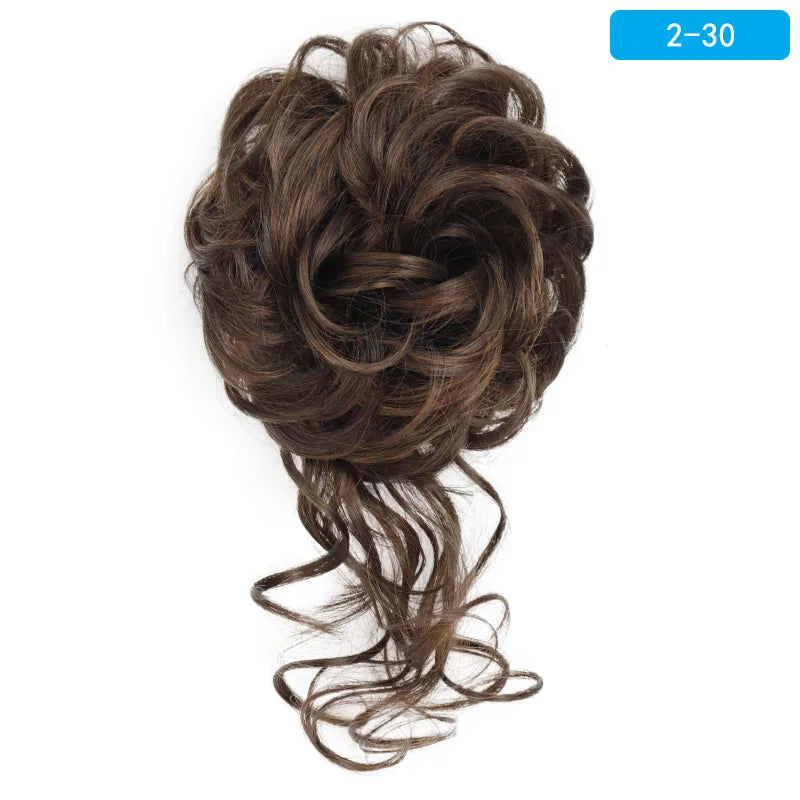 AZQUEEN-extensión de cabello de moño desordenado, banda elástica sintética, moño ondulado rizado, Scrunchies Donut Updo, postizo para mujer